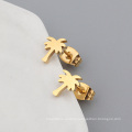 Simple Chic Summer Beach Stainless Steel Little Coconut Palm Tree Stud Earrings